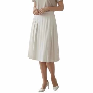 Aritzia Babaton Pistilli Pleated Midi Skirt White / Cream High-Rise Preppy Sz 4